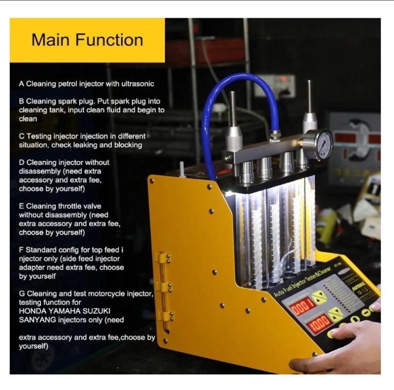 Autool CT-200 Automotive 6 Cylinder Ultrasonic Wave Fuel Injector Cleaner and Tester Automotive Fuel Cleaning Tools 110V/220V