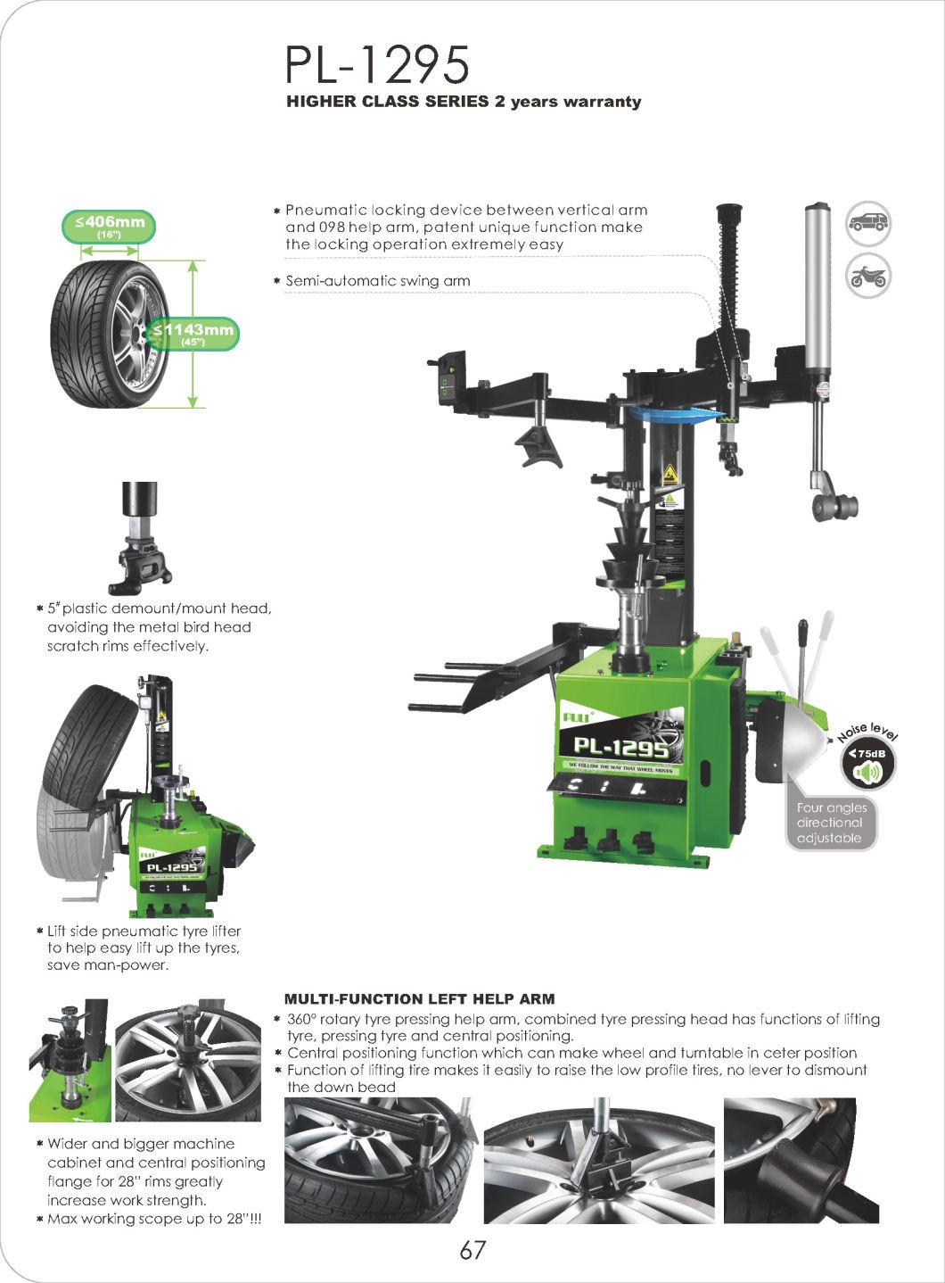 Puli Tire Changer with Central Positioning Flange Pl-1295 Semi-Automatic Car Tyre Changer Swing Arm CE Vehicle Tire Changer Equipment