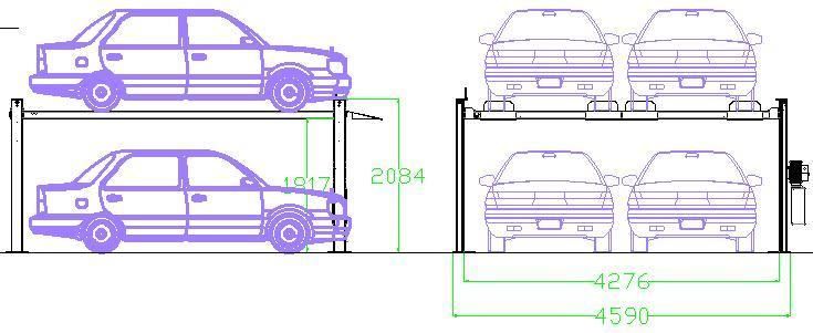 Hydraulic Two/Double Level Four Post Parking Lift for 4 Cars/Vehicles