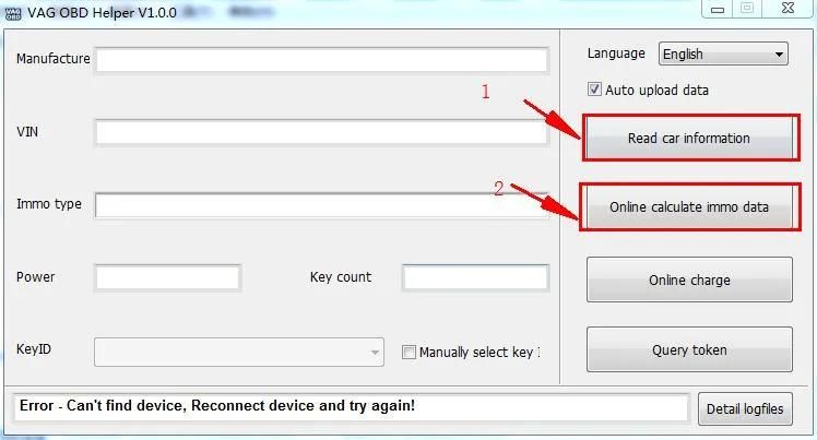 VAG OBD Helper for VAG 4th IMMO Read Bcm Data Via OBD Send 1 Free Token Works with Xhorse Vvdi2/Lonsdor K518