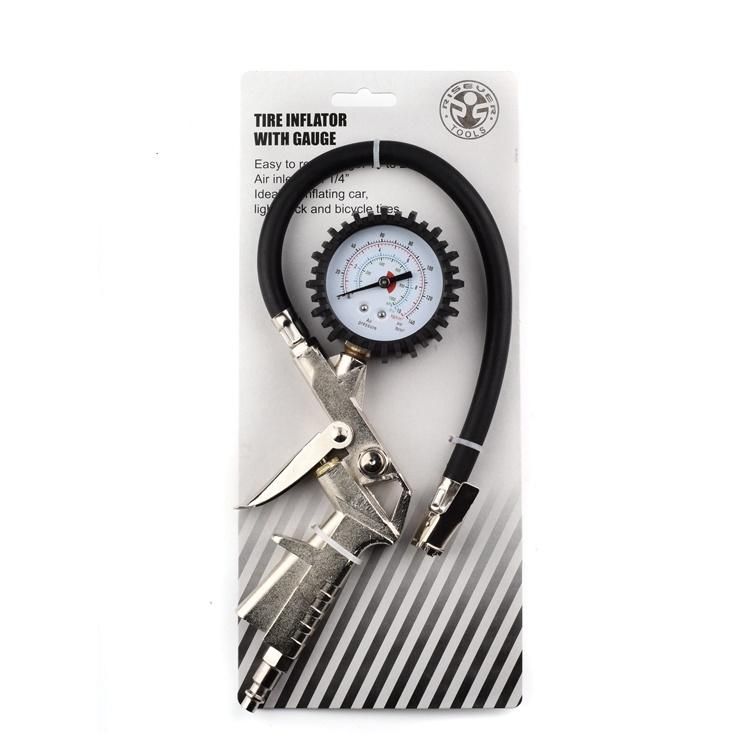 Attractive 220psi Auto Car Bicycle Tire Pressure Gauge Meter Air Inflator Gun with Flexible Hose