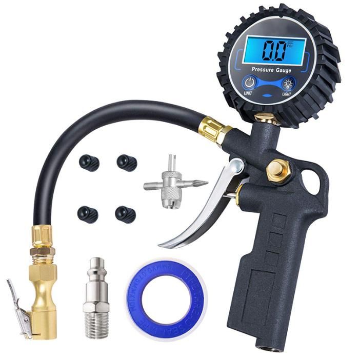 Accurate Portable Digital Car Tire Deflator Gun Digital Tire Pressure Gauge 250 Psi with Backlit LCD Display Tire Inflator Gun