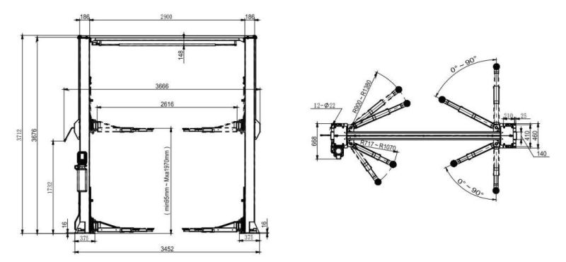 Hydraulic Car Lifter Floor 2 Post Car Lift Hydraulic Car Lift