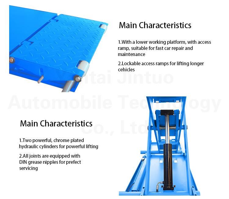 Professional Manufacturer Shandong Jintuo Two Post MID Rise Scissor Car Lift for Home