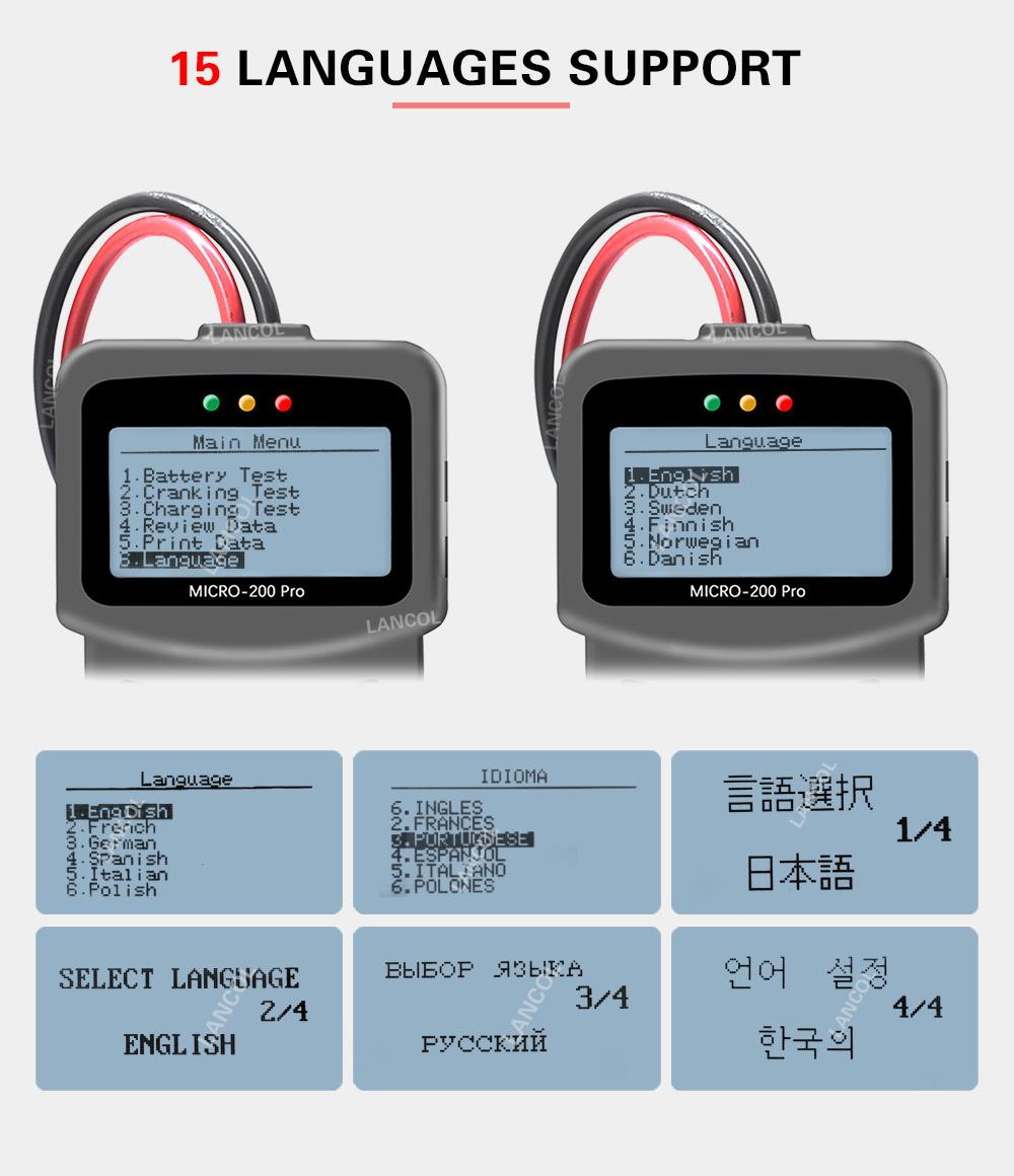 12V Automotive Battery Tester Micro-200 PRO Auto Diagnostic 12V Car Battery Analyzer CCA Tester