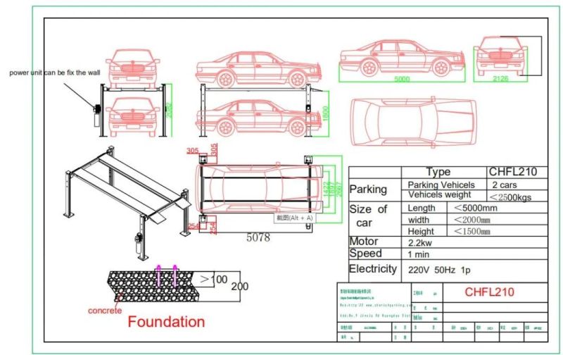 Home/Garage 2 Car Stacker 4 Post Car Parking System