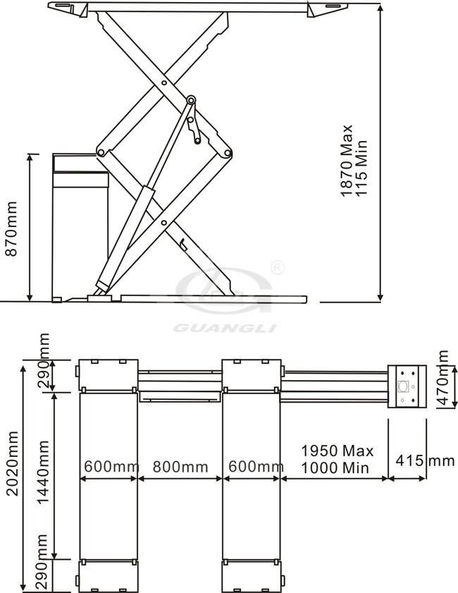 China Manufacturer Ce Approved Four Cylinders Hydraulic Car Scissor Lift for Car Service