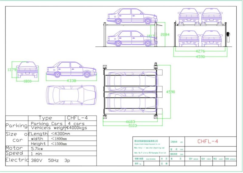 Factory Direct Supply Four Columns Hydraulic Car Parking System/Lift/Stacker/Elevator/Hoist