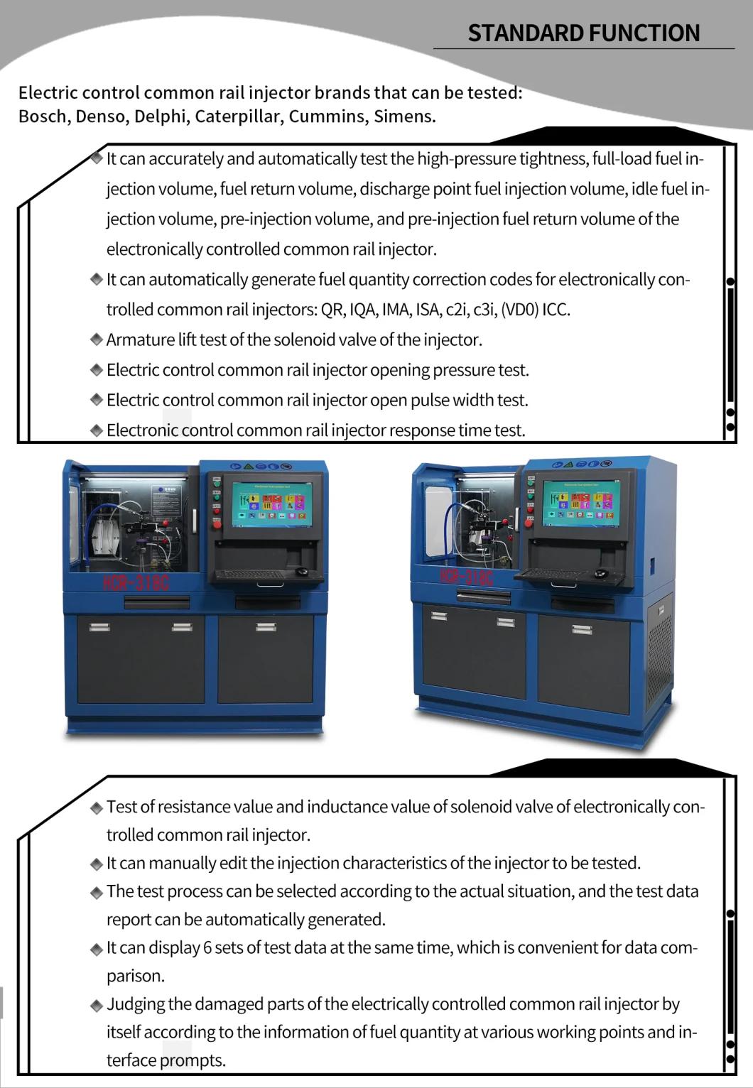 Common Rail Diagnostic Equipment Hcr-318c Common Rail Test Bench Dts300 with 220V 380V Qr Ima Coding Bip Function