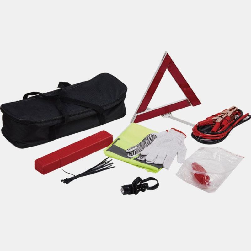 Automotive Car Tool Kit Emergency Repairing Hand Combo Kits Tools Bag Auto Repair Set Car Tool Kit Warning Triangle Car Road Safety Emergency Tool Kit