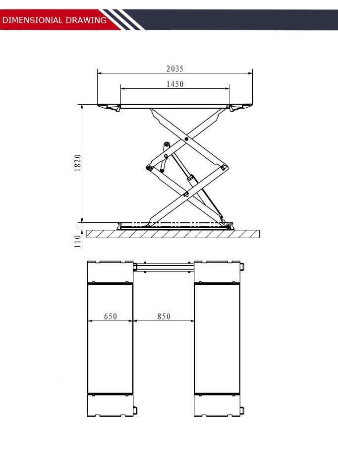 Full Rise Ground Mounted Hydraulic Car Hoist with Ce