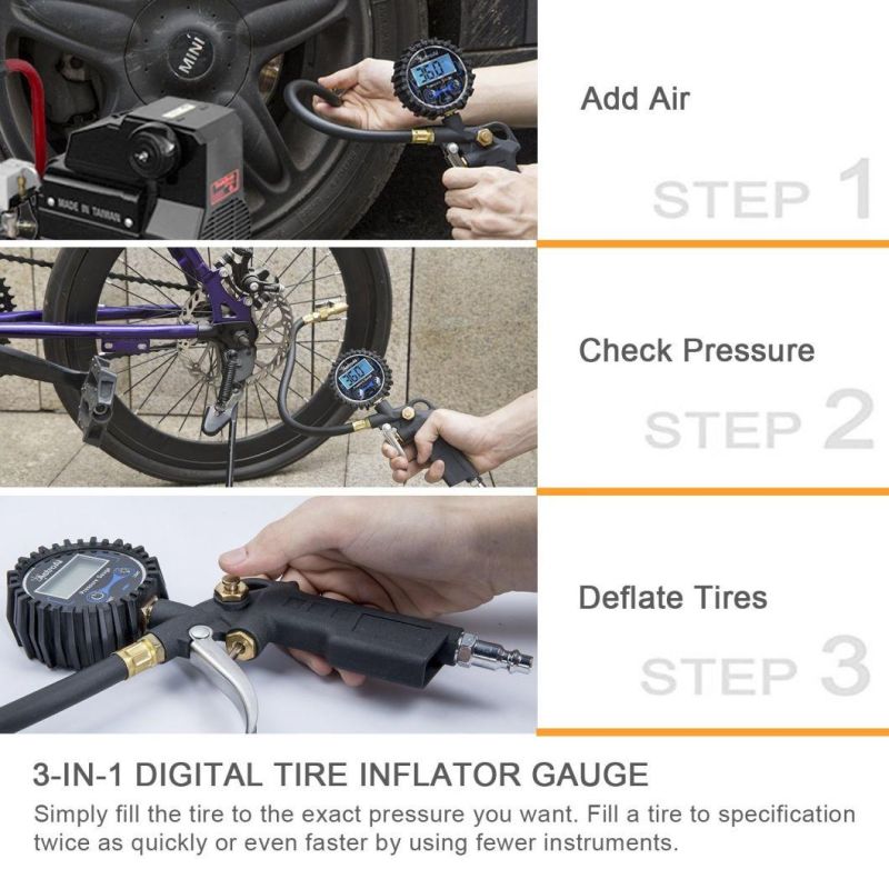 China Factory Heavy Duty OEM Tyre Pressure Gauge Gun