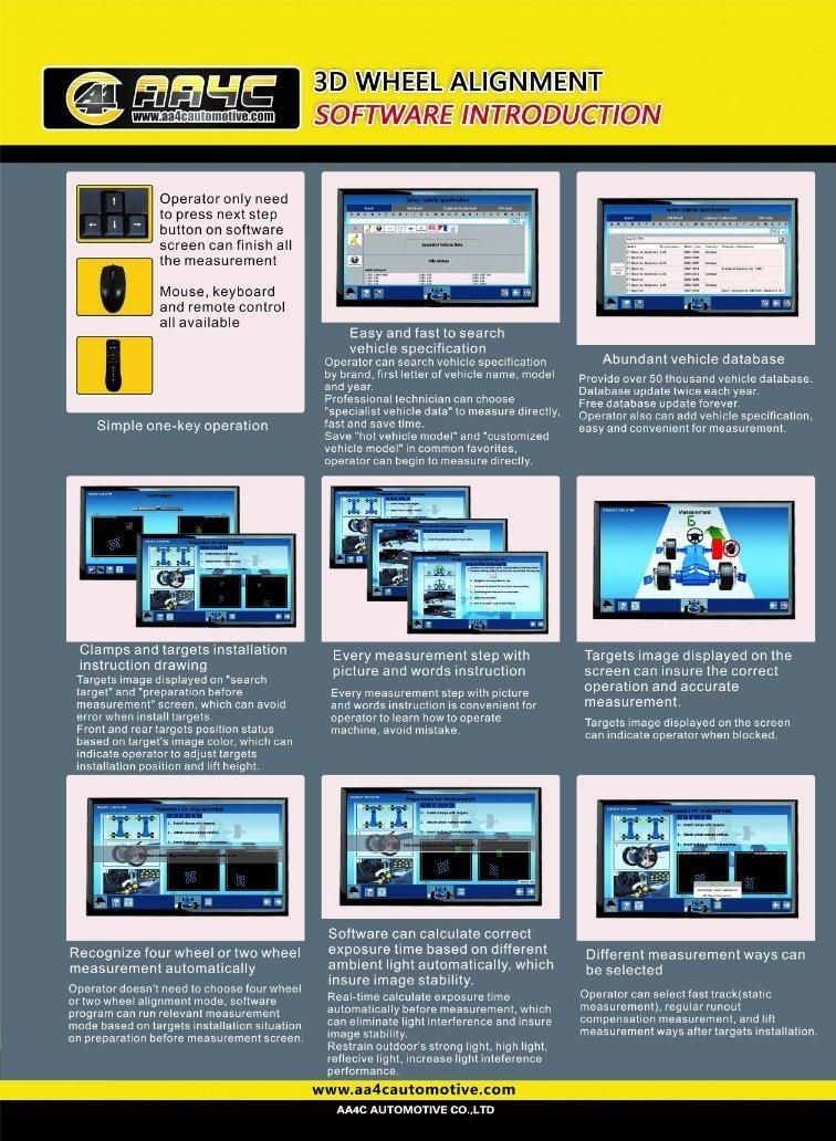 AA4c Camera Beammanuallymove+2monitors 3D Wheel Alignment Equipment (AA-DT111CT)