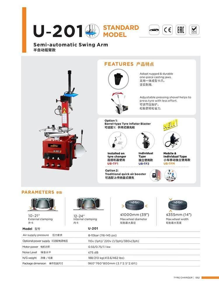 Unite Hot Sale Tyre Changer Garage Equipments Tire Changer for Workshop Use U-201