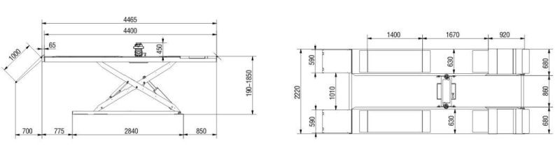 on-Ground Mounting Two Level Ultra Thin Alignment Scissor Car Lift