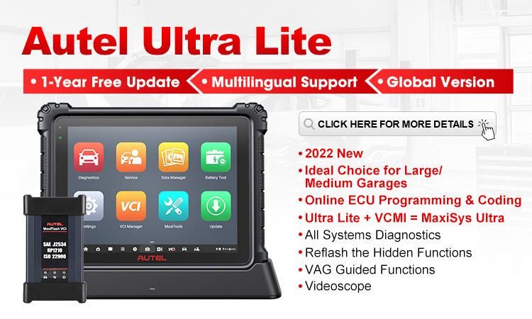 Autel Maxisyis Ultra Lite Construction Equipment Diagnostic Tool Latest OE Level Obdii Diagnostics & Services to Advanced ECU Coding and Programming