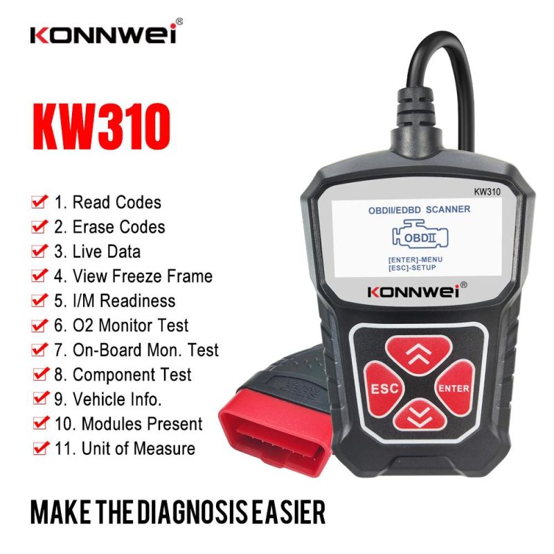 Konnwei OBD2 Auto Diagnostic Tools Key Progammer Electronics Circuit Scanner for Car, Heavy Duty Truck Excavator