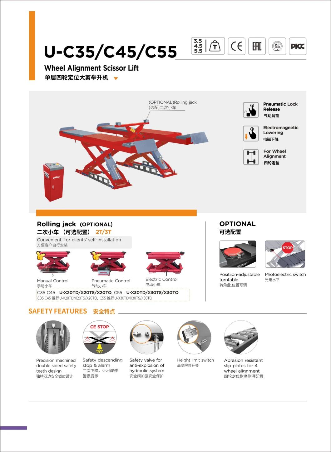 Auto Lift Auto Scissor Alignment Lift in Ground 5.5 T Capacity U-C55 Wheel Alignment Scissor Lift