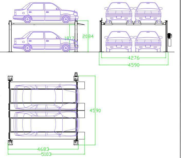 Garage Triple Cars Four Post Parking Lift for Home