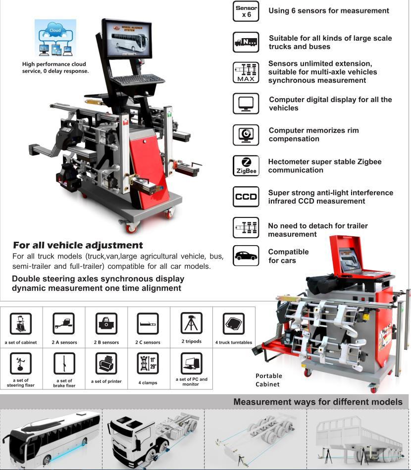 Truck CCD Wheel Aligner Machine with Ce Turntable/3D Camera Space Wheel Aligner