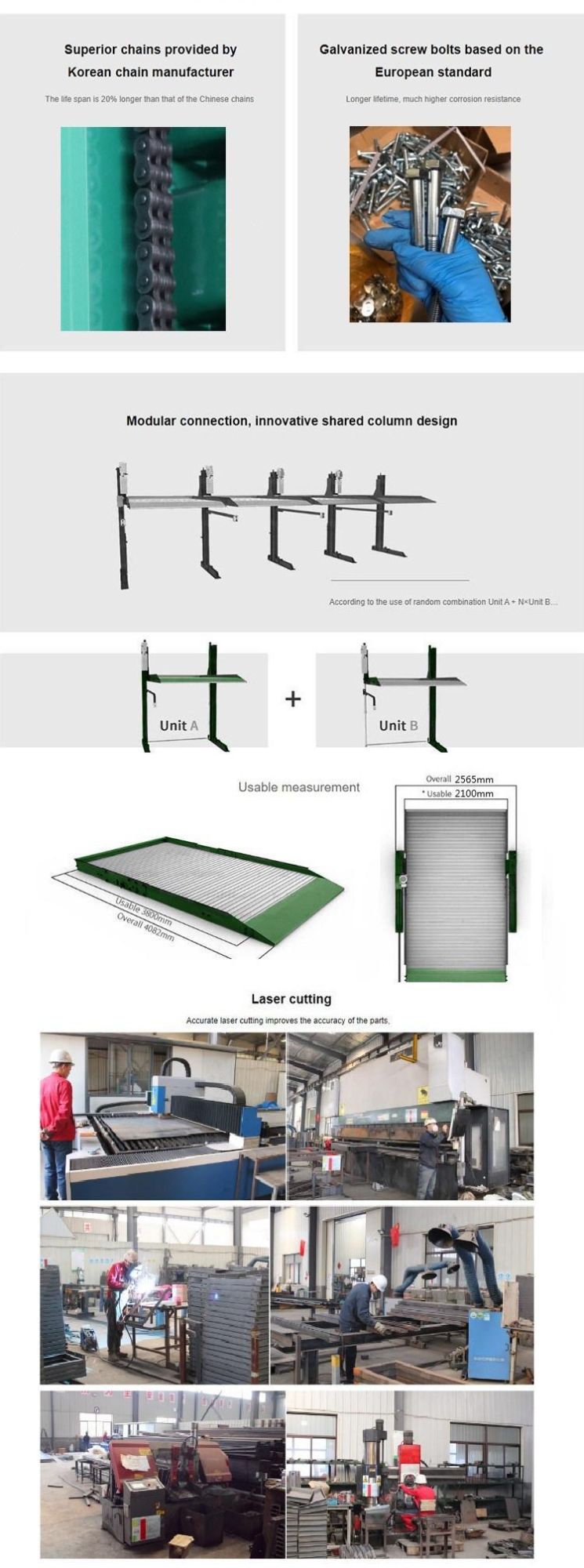 Hydraulic Lift Elevated Park System 2 Levels Vertical Car Parking equipment car equipment