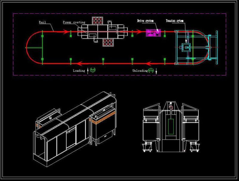 Full Automatic Multi-Power Powder Coating Line of Industry Workpieces