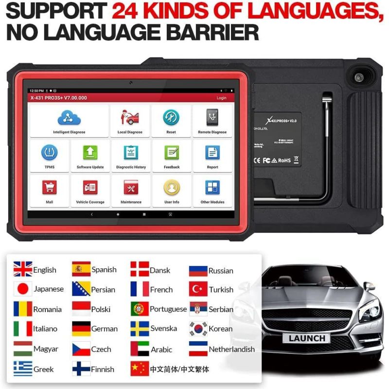 Launch X431 PRO3s+Hdiii Heavy Duty Modual, Diesel&Gasoline Bidirectional Diagnostic Scan Tool, Cars&Heavy Duty Trucks All Systems Scanner, Key Program