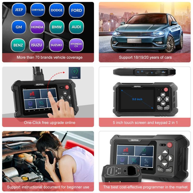 Obdprog 501 OBD2 Tool Car Key Programmer Immobilizer Pin Code Reader Automotive Smart Keys Remote Program Auto Diagnostic Tools Full Version