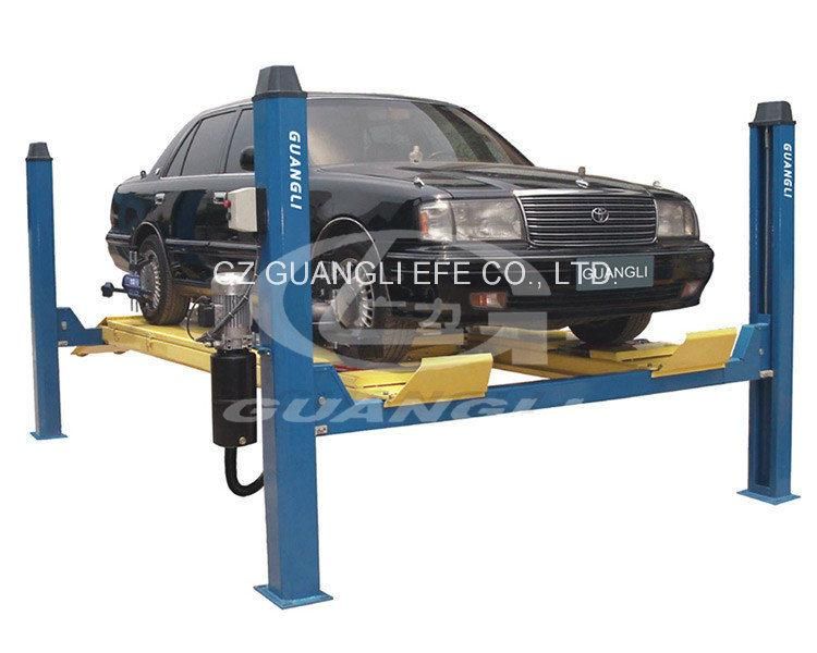 Ce Moveable Four Post Hydraulic Car Parking Lift with 4-Wheel-Alignment