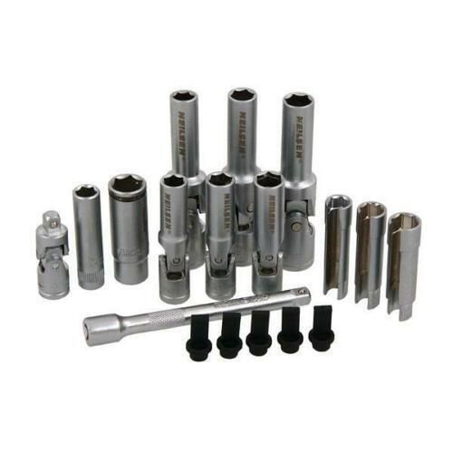 Viktec 18PC Glow Plug Removal Thin Wall Socket Set 1/4" & 3/8" Psg