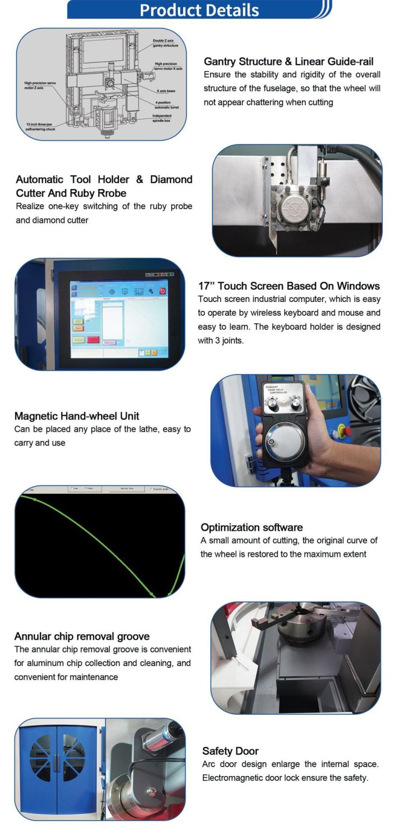 Wheel Repair Tools Refurbish Alloy Wheels Cutting CNC Lathe Machine