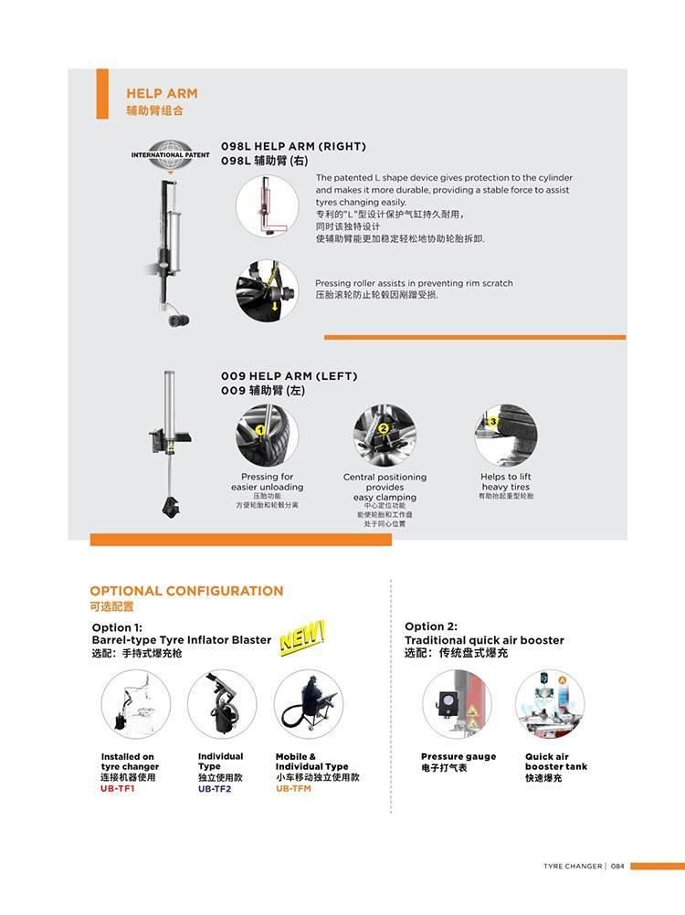 Unite Tire Equipment 12"to 26"Clamping Car Tire Machine with Dual Help Arm Tyre Changer U-6697