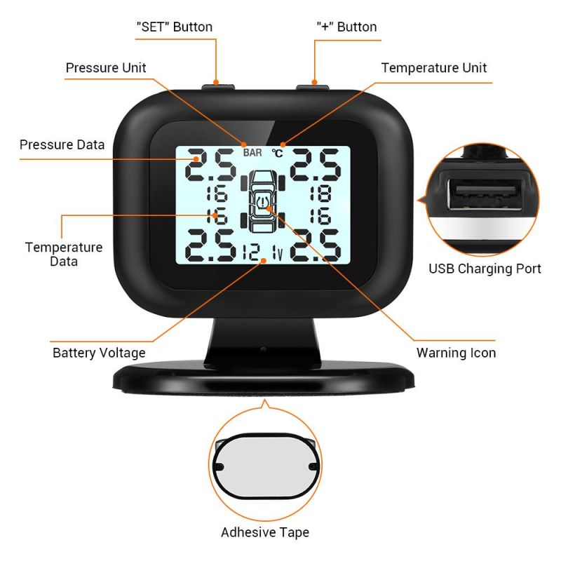 Mini Tire Pressure Monitoring System TPMS External Senor Wireless