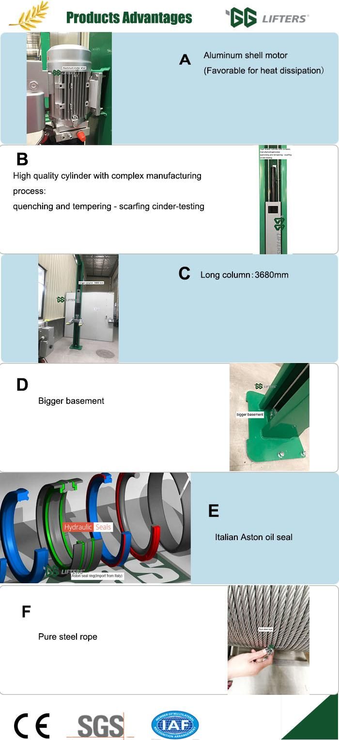 Two post car lift vehicle lift cylinder hydraulic