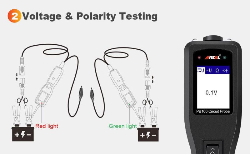 Ancel Pb100 Car Battery Tester Diagnostic Tool 12V24V Power Probe Circuit Tester Electrical Integrated Power Automotive Scanner