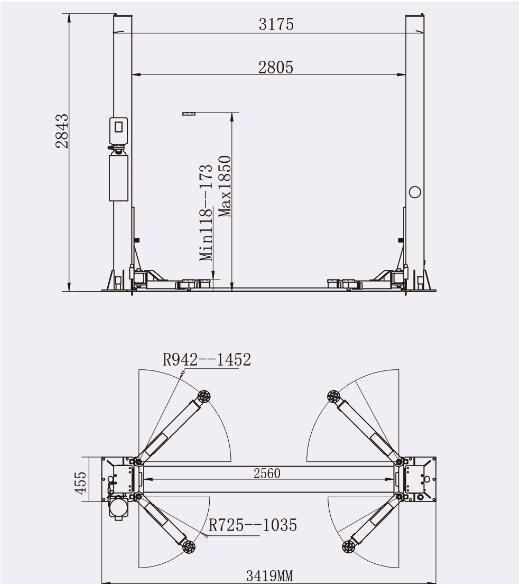 Garage Equipment Two Post Auto Car Lift