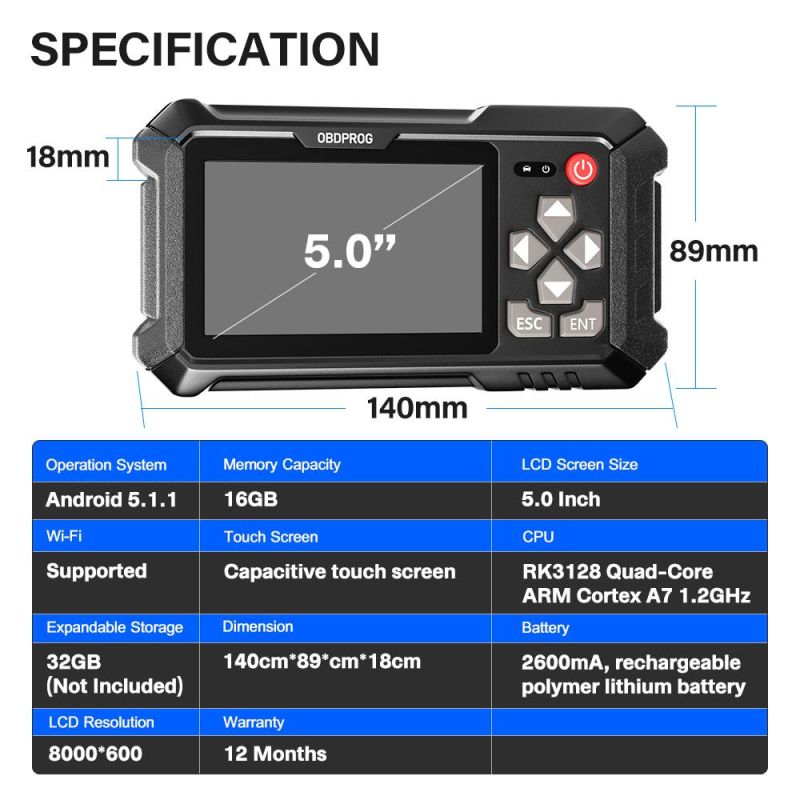 Obdprog Moto 100 All System Motor Diagnostic Tool Engine ECU Coding ABS a/F Adjust TPMS Epb Auto Motorcycle Analysis Scanner