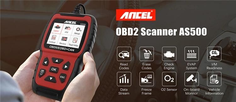 Ancel As500 OBD2 OBD 2 Scanner Engine Code Reader OBD Car Diagnostics Tool Multilingual Free Update Odb2 Automotive Scanner