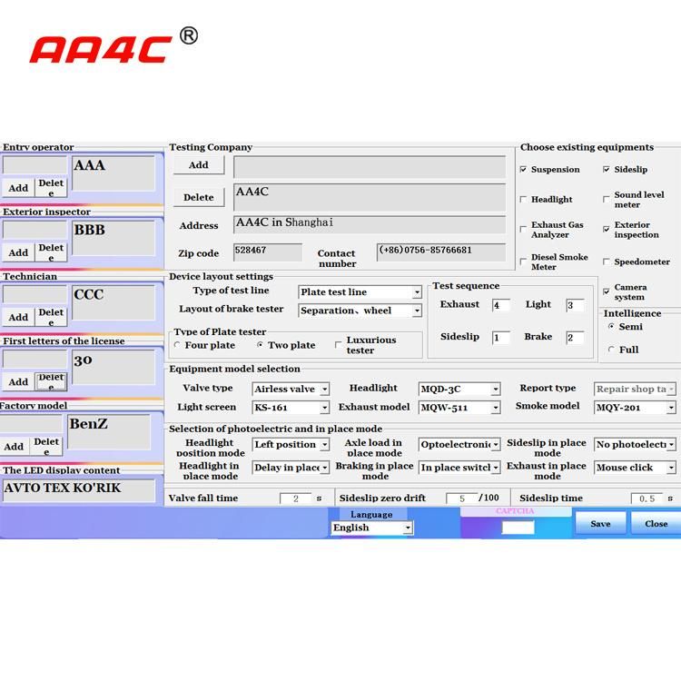 AA4c Auto Car Vehicle Test Line Roller 4-in-1 Vehicle Test Line Ctgt-3-4