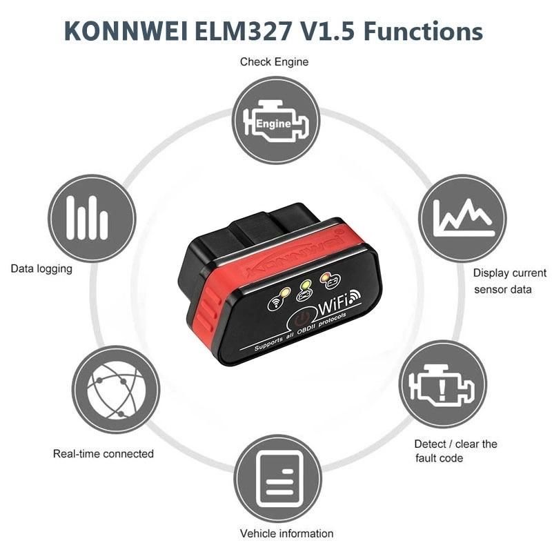 Konnwei Kw903 WiFi Bluetooth Car Daignostic Tool Auto Diagnostic Scanner Sensor Tester Torque OBD2 iPhone/Android