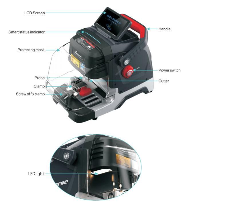 Xhorse Dolphin II XP-005L Automatic Portable Key Copy Machine Key Cutting Machine with Adjustable Screen and Built-in Battery