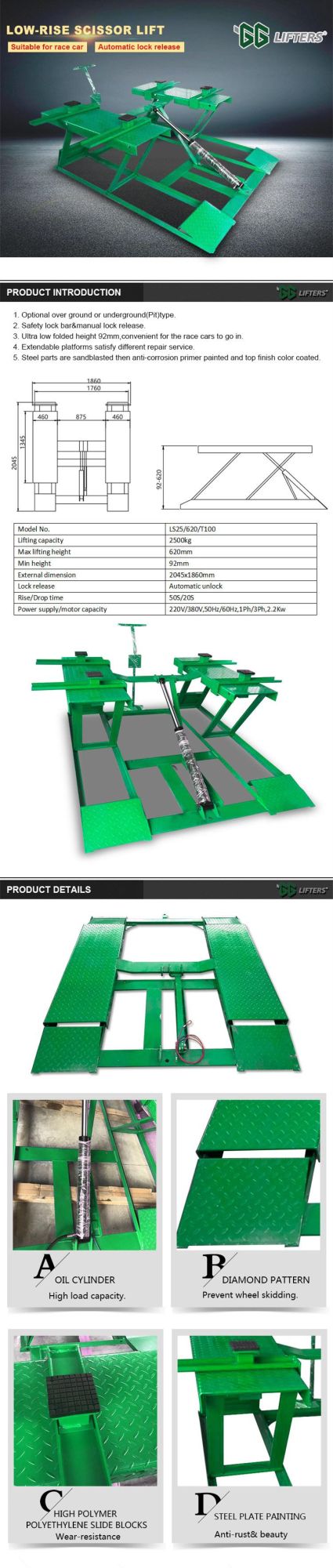 Low height type Garage Scissor car Lift auto Lifts For Sale