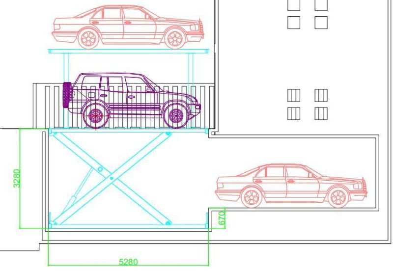 Customized Hydraulic Scissor Platform Lift for 2 Cars