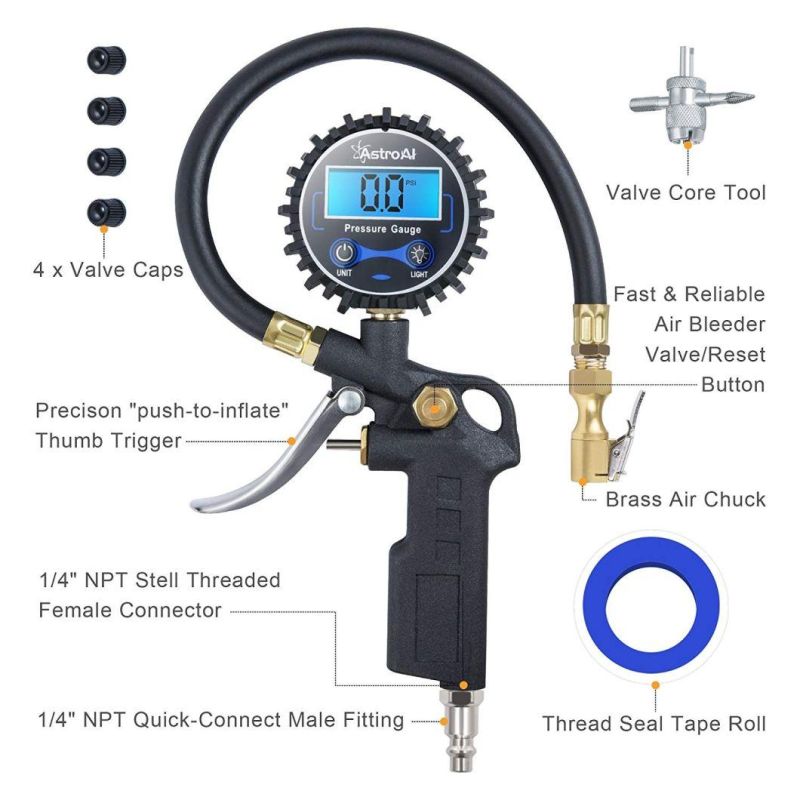 China Factory Heavy Duty OEM Tyre Pressure Gauge Gun