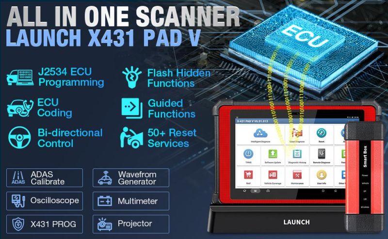 Launch X431 Pad V X431 Pad5 with Smartbox 3.0 Automotive Diagnostic Tool Support Online Coding and Programming 1 Year Free Update Online