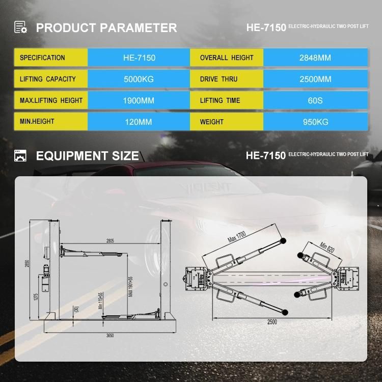 Garage Hydraulic Car Elevator Lifting Machine 4000kg 2 Post Lift