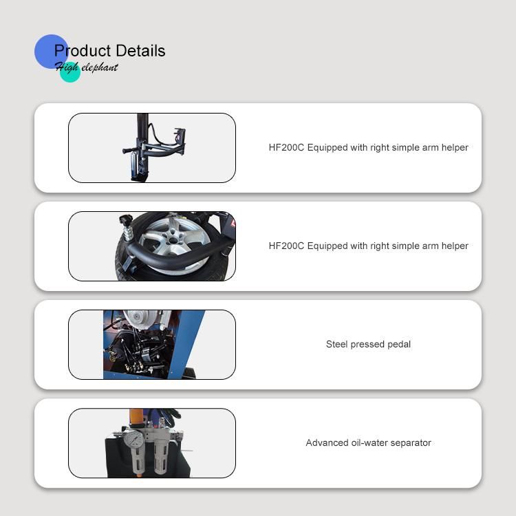 Factory Price Tilt Back Fully Automatic 10-24" Tire Changer with Three Positions Pressing Helper Arm