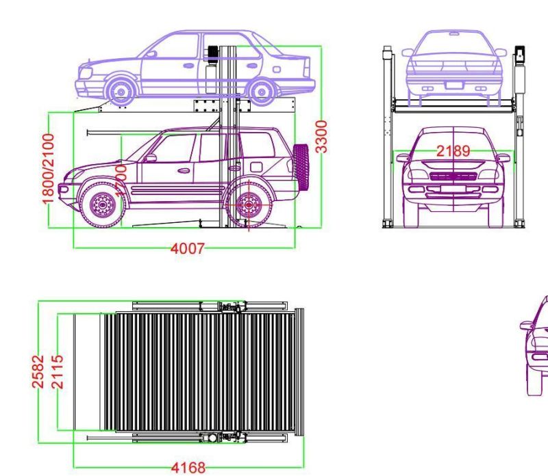 Double Level Hydraulic Auto Car Parking Lift Two Post