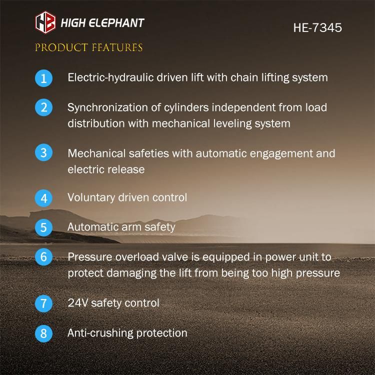4500kg Electric-Hydraulic Driven Lift with Chain Lifting System