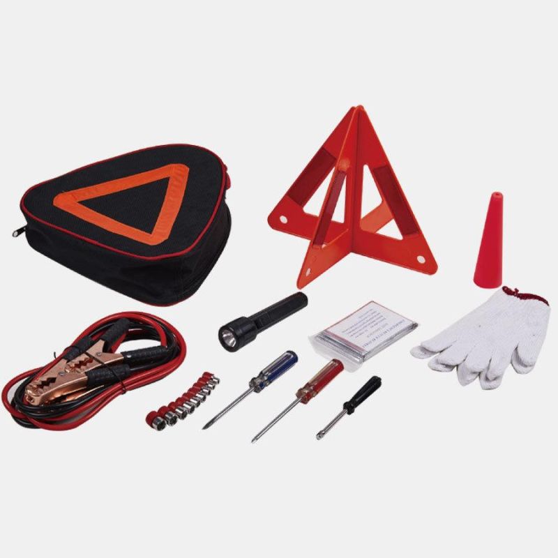 Automotive Car Tool Kit Emergency Repairing Hand Combo Kits Tools Bag Auto Repair Set Car Tool Kit Warning Triangle Car Road Safety Emergency Tool Kit